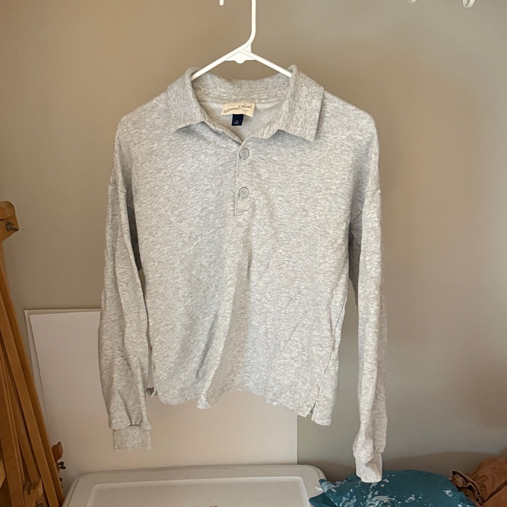 Universal Thread Light Gray Collared Long Sleeve